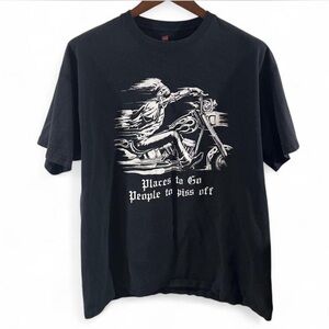 Vintage Funny Humor Black Graphic Biker Rider T-Shirt Size XL